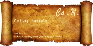 Csiky Mátyás névjegykártya